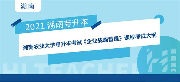 2021年湖南农业大学专升本考试 《企业战略管理》课程考试大纲